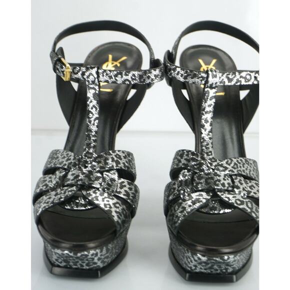 Saint Laurent Leopard Spotted Tribute T strap Platform Sandal SZ 40 10 New $995 - Picture 4 of 11